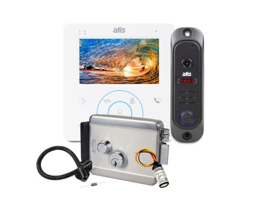 Комплект «ATIS Будинок» – видеодомофон 4" с видеопанелью для доступа в помещение с помощью электромеханического замкалект «ATIS Квартира» – Відеодомофон 4" з відеопанеллю та 2Мп MHD-відеокамерою для обмеження доступу та візуальної верифікації ві
